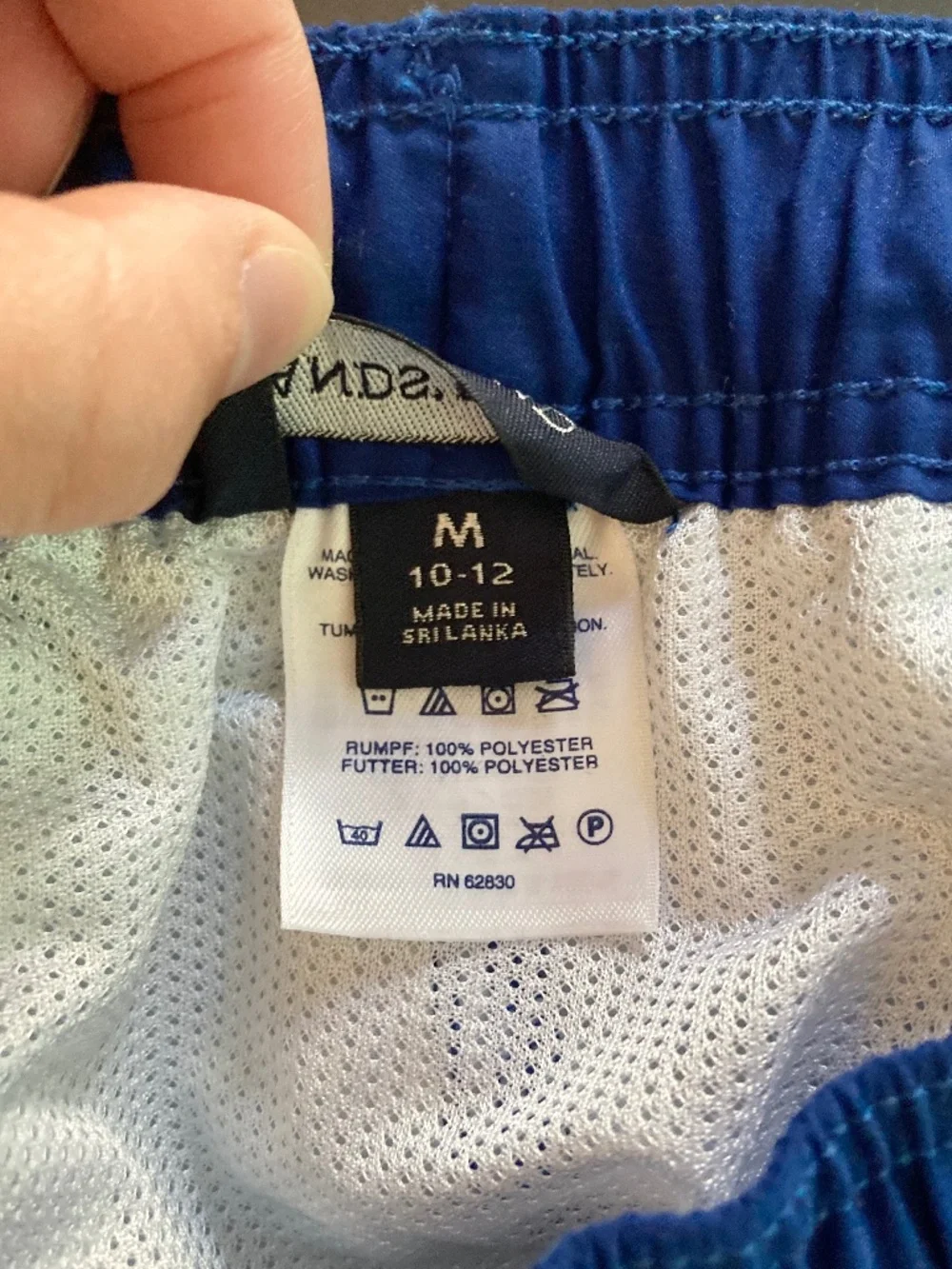 Boy’s size 10-12 Lands’ End blue and green checked swim trunks-like new